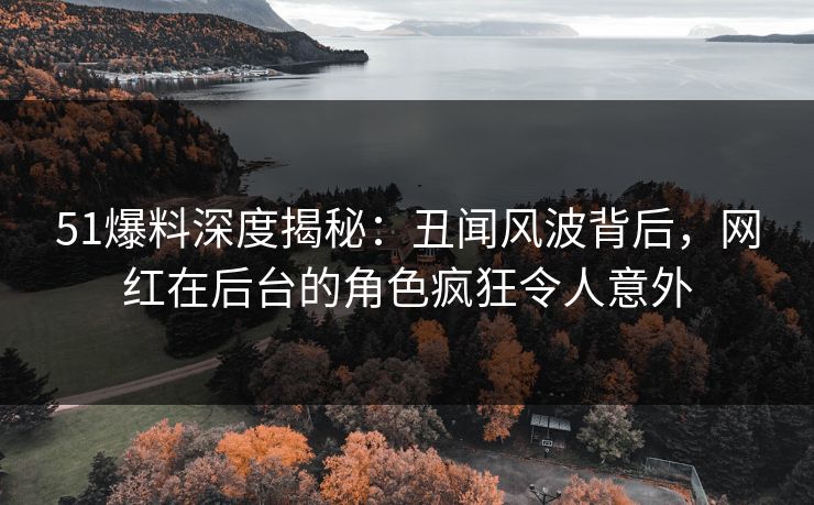 51爆料深度揭秘：丑闻风波背后，网红在后台的角色疯狂令人意外