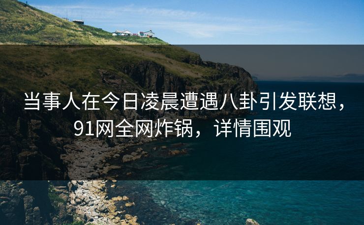 当事人在今日凌晨遭遇八卦引发联想，91网全网炸锅，详情围观