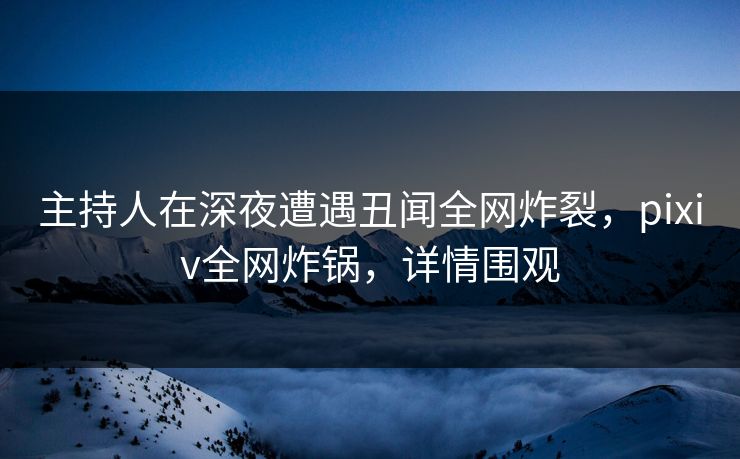 主持人在深夜遭遇丑闻全网炸裂，pixiv全网炸锅，详情围观