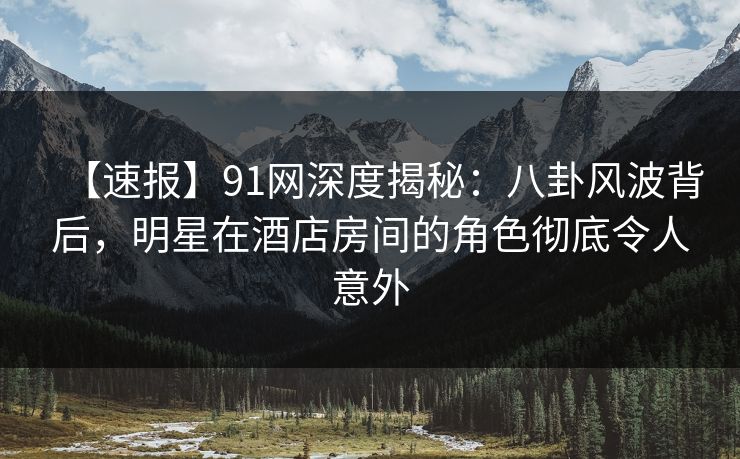 【速报】91网深度揭秘：八卦风波背后，明星在酒店房间的角色彻底令人意外
