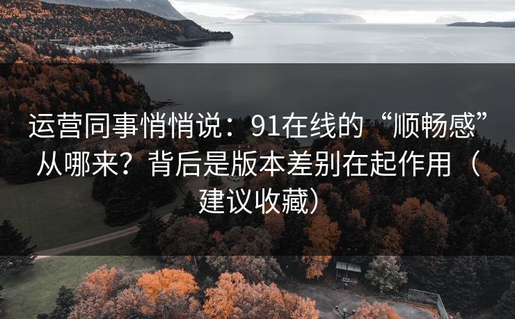 运营同事悄悄说：91在线的“顺畅感”从哪来？背后是版本差别在起作用（建议收藏）